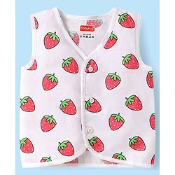 Babyhug 100% Cotton Woven Front Open Sleeveless Jhablas with Tropical Print Pack of 3 - White & Limegreen