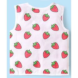 Babyhug 100% Cotton Woven Front Open Sleeveless Jhablas with Tropical Print Pack of 3 - White & Limegreen