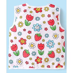 Babyhug 100% Cotton Woven Front Open Sleeveless Jhablas with Tropical Print Pack of 3 - White & Limegreen