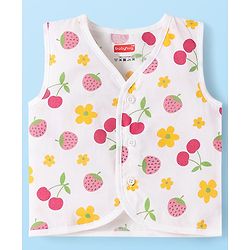 Babyhug 100% Cotton Cambric Woven Front Open Sleeveless Jhablas With Polka Dots & Floral Print Pack Of 3 - Pink & White