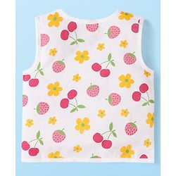Babyhug 100% Cotton Cambric Woven Front Open Sleeveless Jhablas With Polka Dots & Floral Print Pack Of 3 - Pink & White