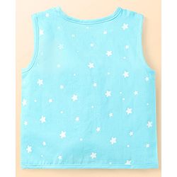 Babyhug 100% Cotton Front Open Sleeveless Jhablas With Floral & Star Print Pack Of 3 - Pink White & Light Blue