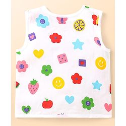 Babyhug 100% Cotton Front Open Sleeveless Jhablas With Floral & Star Print Pack Of 3 - Pink White & Light Blue