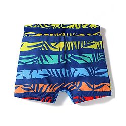Babyhug Water Repellant Mid Thigh Swimming Trunk With Leaves Print - Multicolour