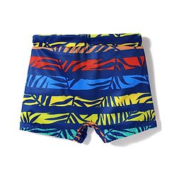 Babyhug Water Repellant Mid Thigh Swimming Trunk With Leaves Print - Multicolour