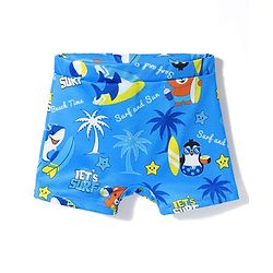 Babyhug Water Repellant Mid Thigh Swimming Trunk With Sea Theme - Blue