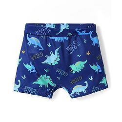 Babyhug Water Repellant Swimming Trunks With Dino Print - Navy Blue