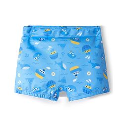 Babyhug Above Knee Length Water Repellant Swimming Trunk with Ocean Theme Print - Light Blue