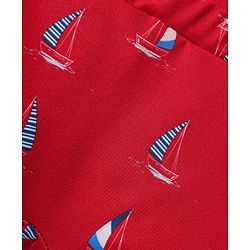 Babyhug Water Repellant Swimming Trunk With Nautical Theme Print - Red