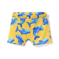 Babyhug Water Repellant Swimming Trunk With Dolphin Print - Yellow