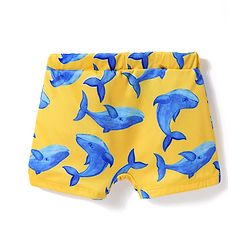 Babyhug Water Repellant Swimming Trunk With Dolphin Print - Yellow