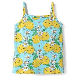 Babyhug 100% Cotton Single Jersey Knit Sleeveless Antibacterial Slips With Floral & Polka Dot Print Pack Of 3 - Pink Yellow & Light Blue