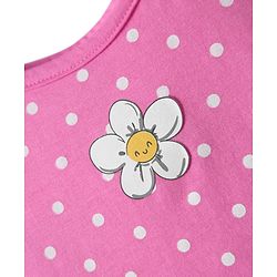 Babyhug 100% Cotton Single Jersey Knit Sleeveless Antibacterial Slips With Floral & Polka Dot Print Pack Of 3 - Pink Yellow & Light Blue