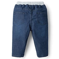 Babyhug Cotton Full Length Stretchable Washed Denim Jeans - Dark Blue