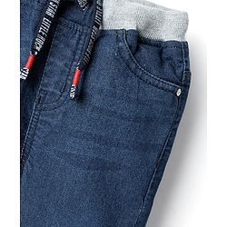 Babyhug Cotton Full Length Stretchable Washed Denim Jeans - Dark Blue