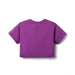 Babyhug Cotton Knit Half Sleeves Crop T-Shirt with Floral Print - Purple