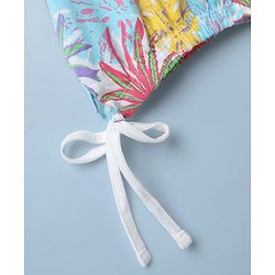Babyhug Cotton Knit Half Drop Shoulder Sleeves Crop Top with Tropical Theme Print - White