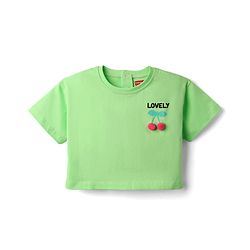 Babyhug Cotton Knit Half Sleeves T-Shirt with Front & Back Fruit Print - Light Green