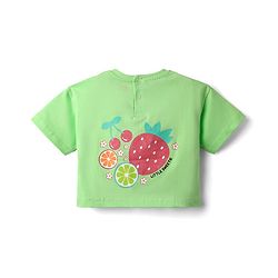 Babyhug Cotton Knit Half Sleeves T-Shirt with Front & Back Fruit Print - Light Green