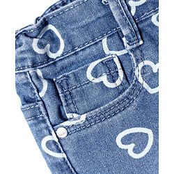 Babyhug Mid Thigh Denim Shorts With Stretch & Heart Print - Blue