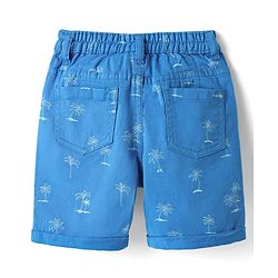 Babyhug Twill Mid Thigh Tropical Printed Shorts With Stretch - Light Blue