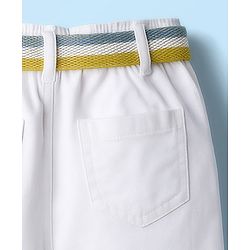 Babyhug Twill Mid Thigh Solid Colour Shorts With Stretch & Belt - White