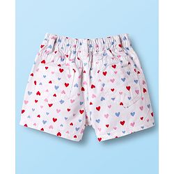 Babyhug Twill Mid Thigh Shorts With Heart Print - White
