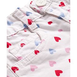 Babyhug Twill Mid Thigh Shorts With Heart Print - White