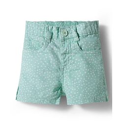 Babyhug Mid Thigh Twill Shorts With Stretch & Polka Dot Print - Sea Green