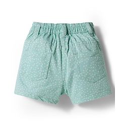 Babyhug Mid Thigh Twill Shorts With Stretch & Polka Dot Print - Sea Green