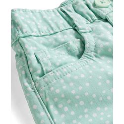 Babyhug Mid Thigh Twill Shorts With Stretch & Polka Dot Print - Sea Green