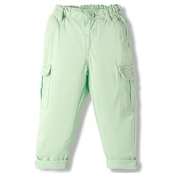 Babyhug Twill Full Length Solid Colour Trouser With Stretch & Cargo Pockets - Mint