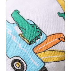 Babyhug 100% Cotton Mittens & Booties Set With Vehicle Print Pack Of 2 - White