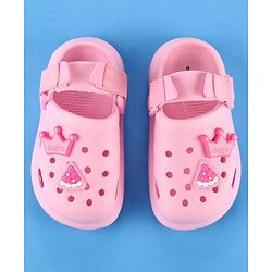 Cute Walk by Babyhug Velcro Closure Solid Coloured Clogs With Applique - Pink