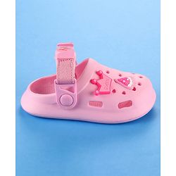 Cute Walk by Babyhug Velcro Closure Solid Coloured Clogs With Applique - Pink
