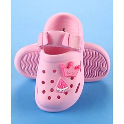 Cute Walk by Babyhug Velcro Closure Solid Coloured Clogs With Applique - Pink