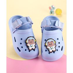 Cute Walk by Babyhug Clogs with Backstrap Velcro Closure Bear Applique - Light Blue