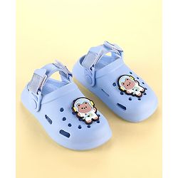 Cute Walk by Babyhug Clogs with Backstrap Velcro Closure Bear Applique - Light Blue