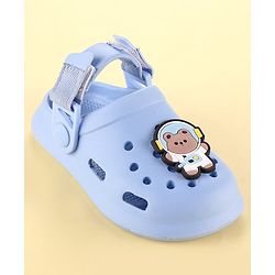 Cute Walk by Babyhug Clogs with Backstrap Velcro Closure Bear Applique - Light Blue