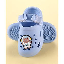 Cute Walk by Babyhug Clogs with Backstrap Velcro Closure Bear Applique - Light Blue