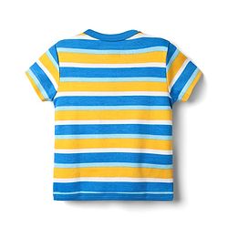 Babyhug 100% Cotton Knit Half Sleeves Striped & Animal Printed Front Open jhablas Pack of 3 - Blue White & Yellow
