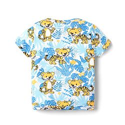 Babyhug 100% Cotton Knit Half Sleeves Striped & Animal Printed Front Open jhablas Pack of 3 - Blue White & Yellow