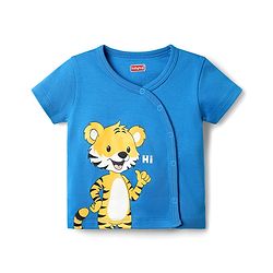 Babyhug 100% Cotton Knit Half Sleeves Striped & Animal Printed Front Open jhablas Pack of 3 - Blue White & Yellow