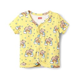 Babyhug 100% Cotton Knit Half Sleeves Animal & Star Printed Front Open jhablas Pack of 3 - Light Blue Orange & Yellow