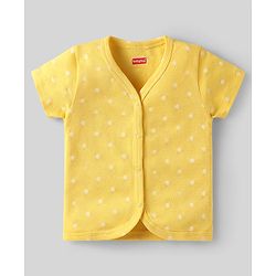 Babyhug 100% Cotton Interlock Knit Front Open Half Sleeves jhablas With Bear & Polka Dots Print Pack Of 3 - Pink Yellow & White