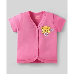 Babyhug 100% Cotton Interlock Knit Front Open Half Sleeves jhablas With Bear & Polka Dots Print Pack Of 3 - Pink Yellow & White