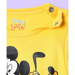 Babyhug Disney Interlock Knit Half Sleeves Oneises With Mickey Mouse And Family Graphic Pack Of 3 - Light Green White & Yellow