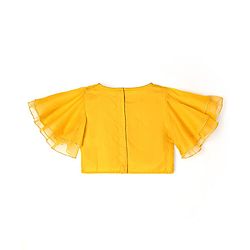 Babyhug Woven Flutter Sleeves Choli Lehenga Set With Dupatta Embroidery And Mirror Work- Mustard