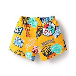 Babyhug 100% Cotton Single Jersey Knit Trunk With Stripes & Animal Print Pack Of 3 - Red Light Blue & Yellow