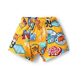 Babyhug 100% Cotton Single Jersey Knit Trunk With Stripes & Animal Print Pack Of 3 - Red Light Blue & Yellow